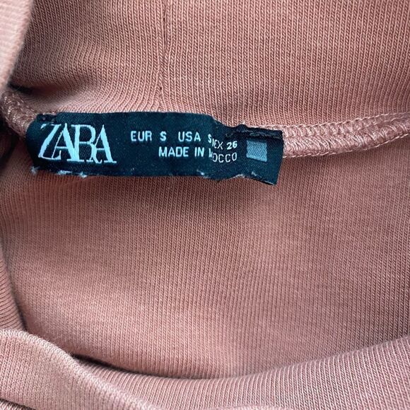 ZARA Ribbed High Neck Short Sleeve Bodysuit Size S Rust Brown - Picture 3 of 4
